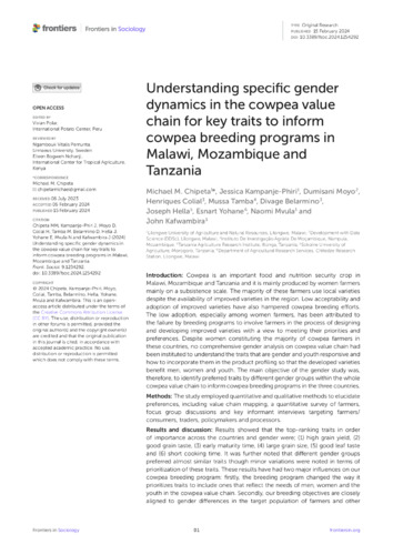 Understanding specific gender dynamics in the cowpea value chain for key traits to inform cowpea breeding programs in Malawi, Mozambique and Tanzania