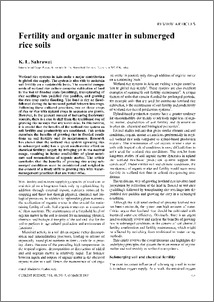 Fertility and organic matter in submerged rice soils