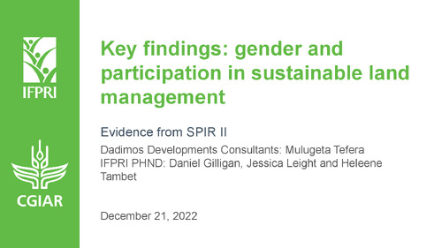 Key findings: gender and participation in sustainable land management