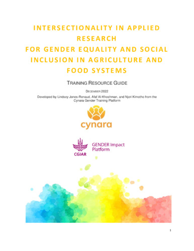 Intersectionality in Applied Research for Gender Equality and Social Inclusion in Agriculture and Food Systems: Training Resource Guide