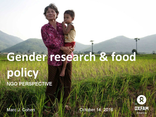 Gender Research and Food Policy: NGO Perspective