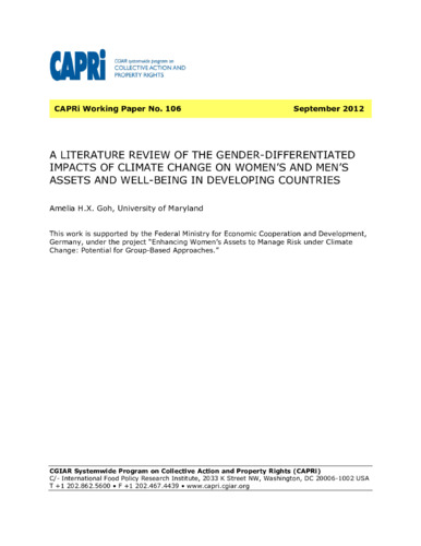 A literature review of the gender-differentiated impacts of climate change on women's and men's assets and well-being in developing countries