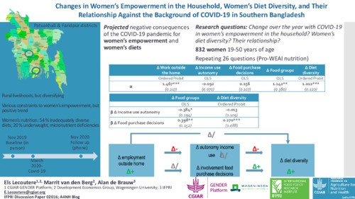 TH2.4: Changes in Women's Empowerment in the Household, Women's Diet Diversity, and Their Relationship Against the Background of COVID-19 in Southern Bangladesh
