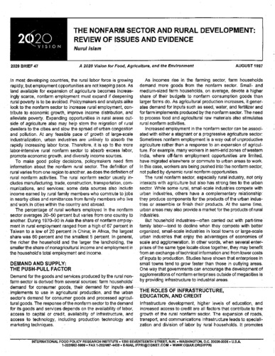 The nonfarm sector and rural development: review of issues and evidence