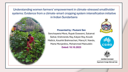 Understanding women farmers’ empowerment in climate- stressed smallholder systems: Evidence from a climate-smart cropping system intensification initiative in Indian Sundarbans