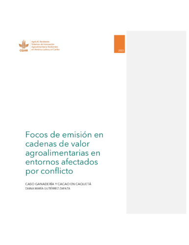 Focos de emisión en cadenas de valor agroalimentarias en entornos afectados por conflicto