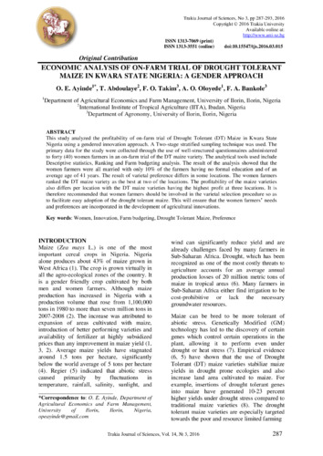 Economic analysis of on-farm trial of drought tolerant maize in Kwara state Nigeria: a gender approach