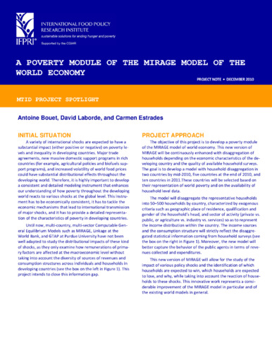 A poverty module of the MIRAGE model of the world economy
