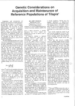 Genetic considerations on acquisition and maintenance of reference populations of tilapia