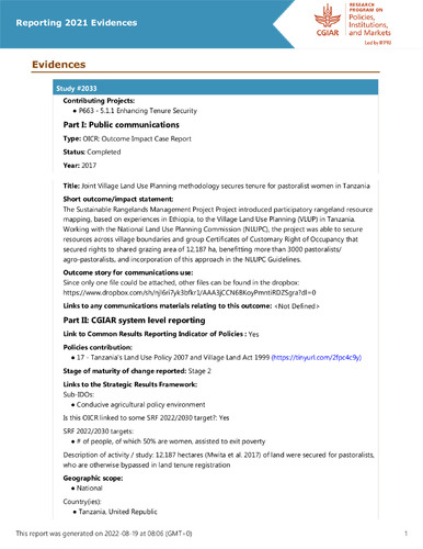 Joint Village Land Use Planning methodology secures tenure for pastoralist women in Tanzania