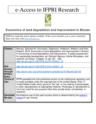 Economics of land degradation and improvement in Bhutan