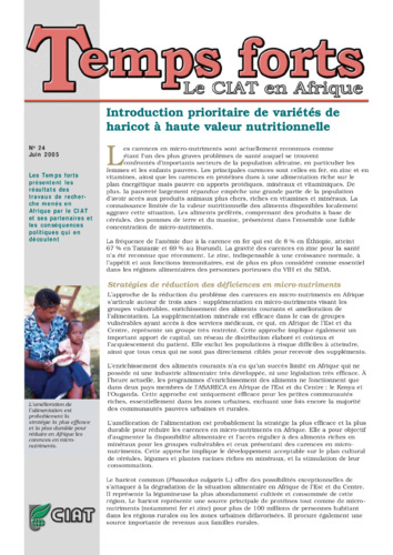 Introduction prioritaire de variétés de haricot à haute valeur nutritionnelle