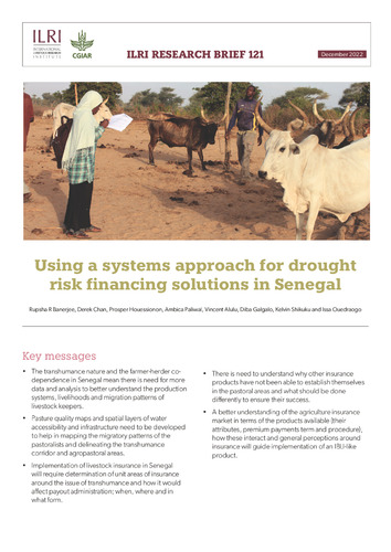 Using a systems approach for drought risk financing solutions in Senegal