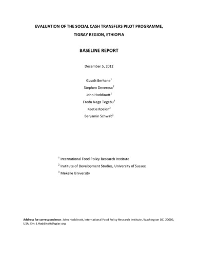 Evaluation of the social cash transfer pilot programme: Tigray Region, Ethiopia: Baseline report