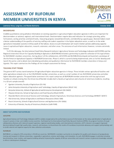 Assessment of RUFORUM member universities in Kenya