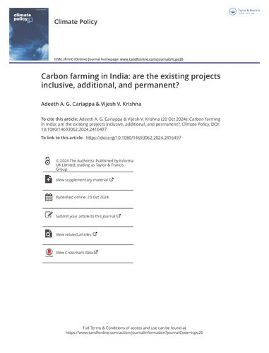 Carbon farming in India: are the existing projects inclusive, additional, and permanent?