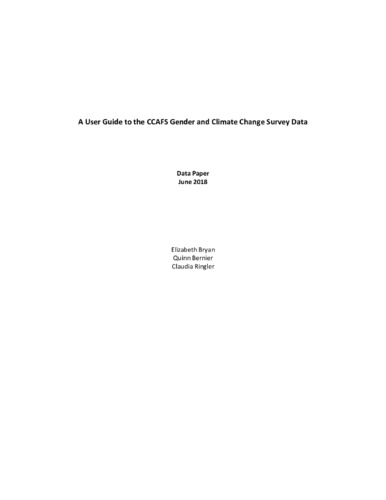 A user guide to the CCAFS Gender and Climate Change Survey data