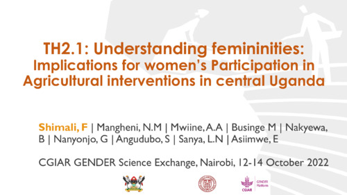 TH2.1: Understanding femininities: Implications for women's Participation in Agricultural interventions in central Uganda