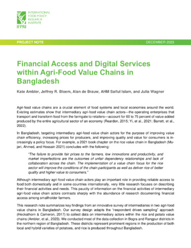 Financial access and digital services within agri-food value chains in Bangladesh