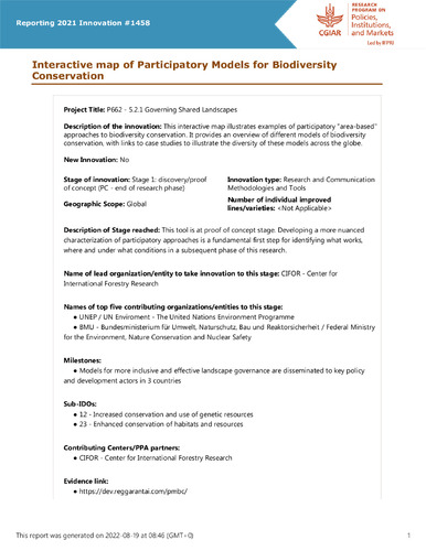 Interactive map of Participatory Models for Biodiversity Conservation
