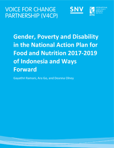 Gender, poverty and disability in the National Action Plan for Food and Nutrition 2017-2019 of Indonesia and ways forward