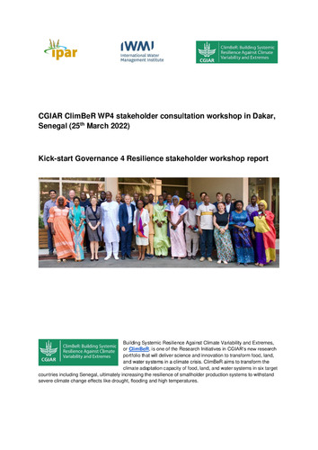 CGIAR ClimBeR WP4 stakeholder consultation workshop report on Governance 4 Resilience, Dakar, Senegal, 25 March 2022