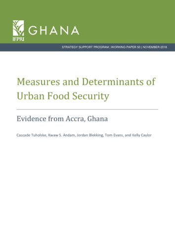 Measures and Determinants of Urban Food Security: Evidence from Accra, Ghana