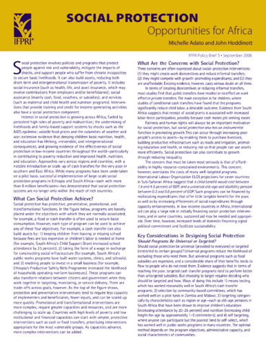 Social protection and cash transfers to strengthen families affected by HIV and AIDS