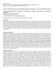 Genetic variability in Napier grass (Pennisetum purpureum) germplasm conserved at ICRISAT genebank