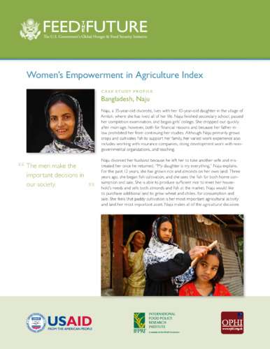 Women's empowerment in agriculture index: case study profile: Bangladesh, Naju