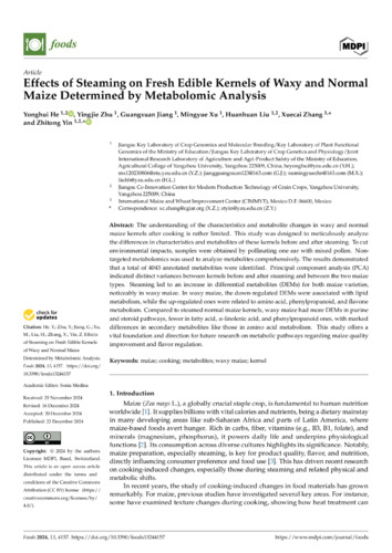 Effects of steaming on fresh edible kernels of waxy and normal maize determined by metabolomic analysis