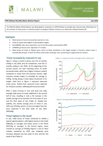 IFPRI Malawi Monthly Maize Market Report, July 2024