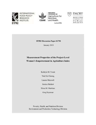 Measurement properties of the Project-Level Women’s Empowerment in Agriculture Index