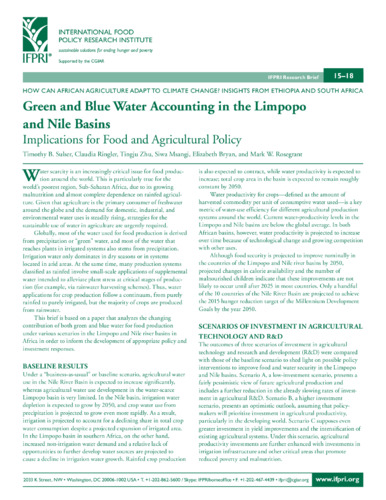 How can African agriculture adapt to climate change: Green and Blue Water Accounting in the Limpopo and Nile Basins: Implications for Food and Agricultural Policy