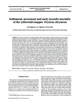 Settlement, movement and early juvenile mortality of the yellowtail snapper Ocyurus chrysurus