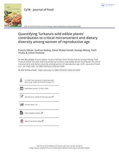 Quantifying Turkana’s wild edible plants’ contribution to critical micronutrient and dietary diversity among women of reproductive age