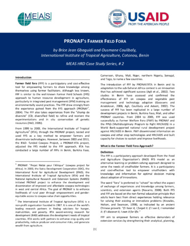 Pronafs farmer field fora