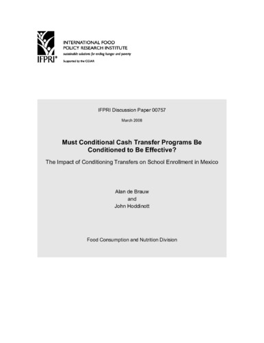 Must conditional cash transfer programs be conditioned to be effective?: The impact of conditioning transfers on school enrollment in Mexico