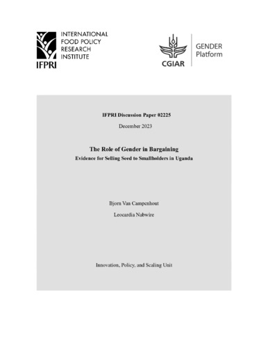 The role of gender in bargaining: Evidence for selling seed to smallholders in Uganda