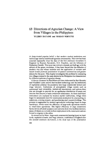 Directions of agrarian change: a view from villages in the Philippines