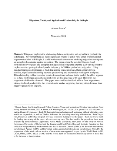 Migration, youth, and agricultural productivity in Ethiopia