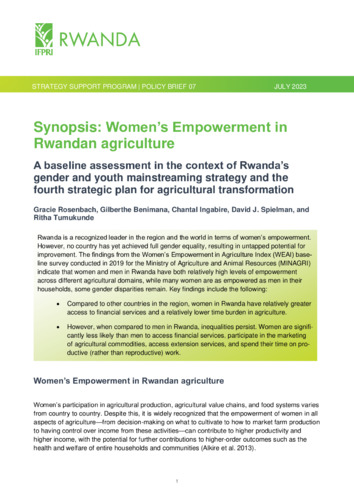 Synopsis: Women’s empowerment in Rwandan agriculture: A baseline assessment in the context of Rwanda’s gender and youth mainstreaming strategy and the fourth strategic plan for agricultural transformation