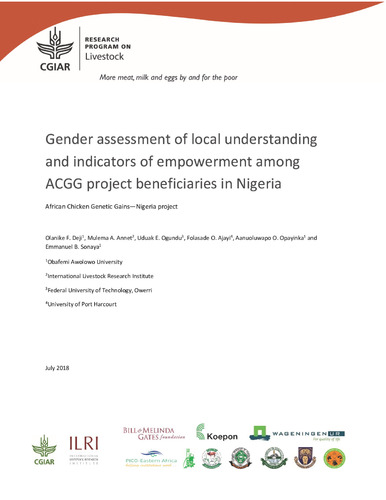 Gender assessment of local understanding and indicators of empowerment among ACGG project beneficiaries in Nigeria
