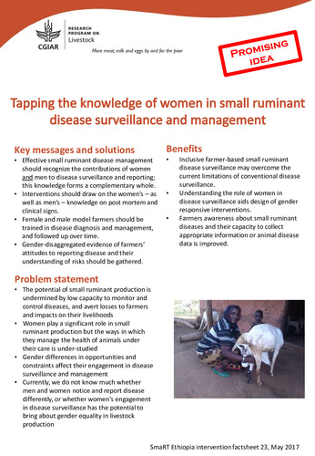 Tapping the knowledge of women in small ruminant disease surveillance and management