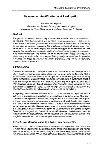 Stakeholder identification and participation