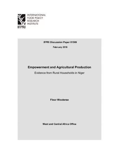 Empowerment and agricultural production: Evidence from rural households in Niger