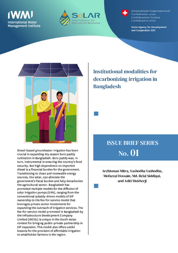 Institutional modalities for decarbonizing irrigation in Bangladesh