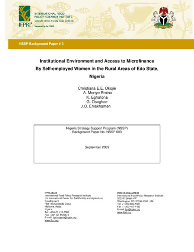 Institutional environment and access to microfinance by self-employed women in the rural areas of Edo state, Nigeria