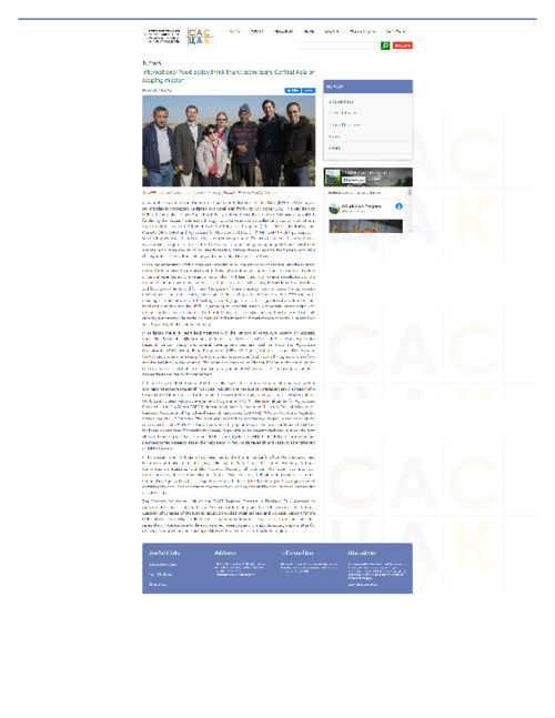 CAC e- Newsletter October, 2013: International food poticy think-thank team tours Central Asia on scoping mission