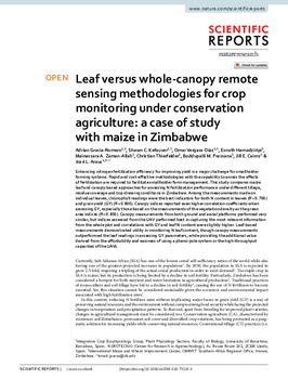 Leaf versus whole-canopy remote sensing methodologies for crop monitoring under conservation agriculture: a case of study with maize in Zimbabwe